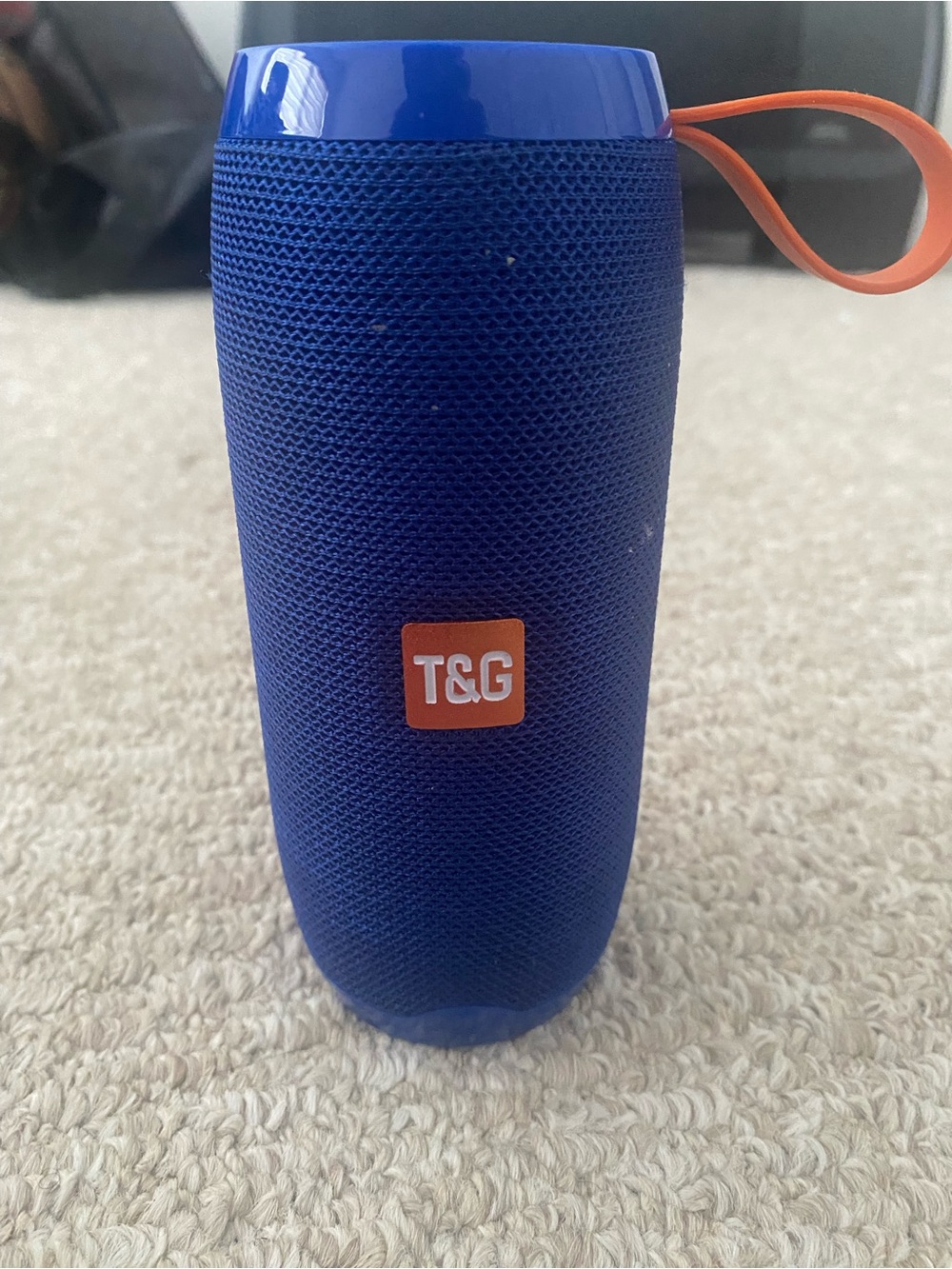T&G Blue Portable Bluetooth Speaker with Orange Strap